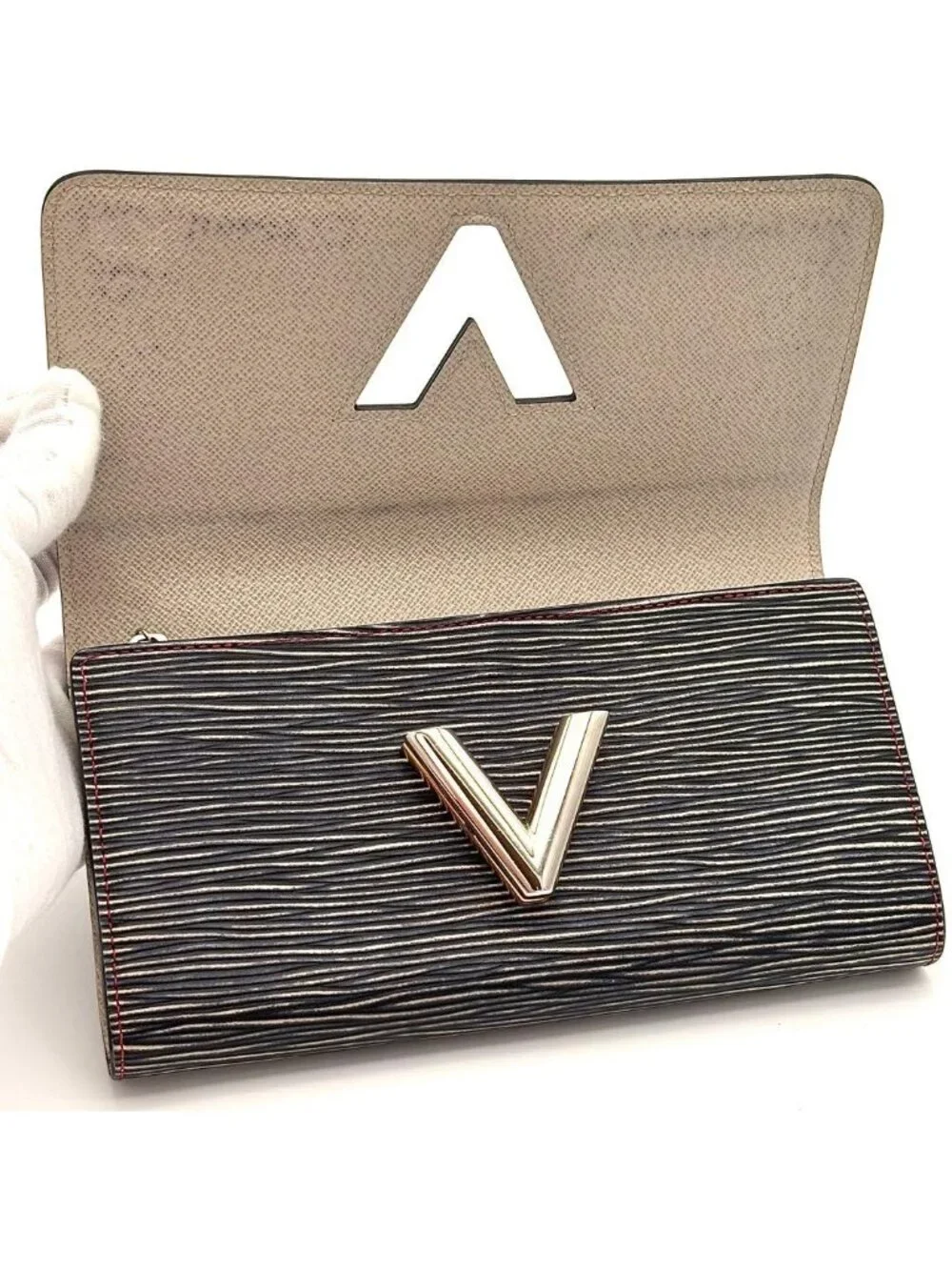 Louis Vuitton Wallet Epi Denim Portefeuille Twist Black